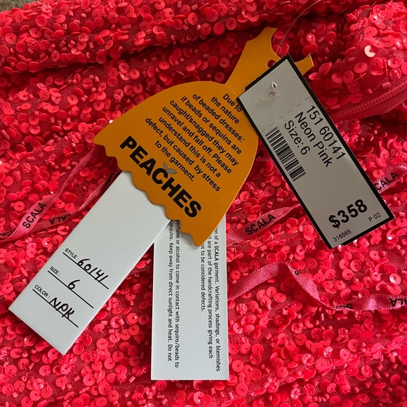 SCALA Neon Pink 60141 Sequin Prom Gown - Picture 5 of 5